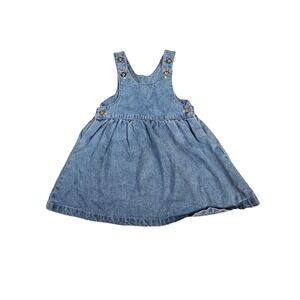 Vintage 90s Carter's Medium Wash Denim Overall Jean Dress Size 18M Girls M47